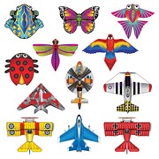 Planes & Nature MicroKite 24 PC Assortment | In the Breeze | Wholesale  Garden Décor and Kites