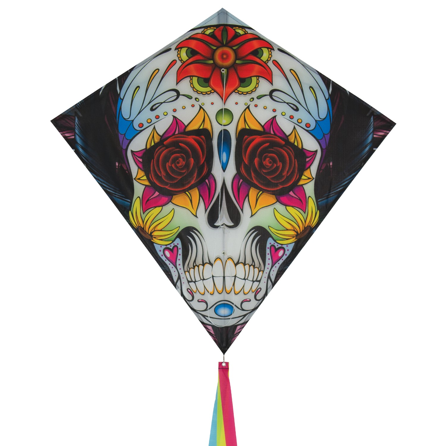 Sugar Skull 30 Inch Diamond Kite In The Breeze Wholesale Garden