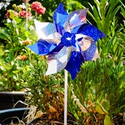 In the Breeze Blue & Silver Mylar Pinwheels - 8 PC 2762 View 3