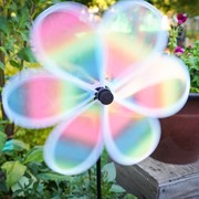 In the Breeze 13.5" Striped Iridescent Flower Spinner 2635 View 3