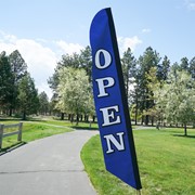 In the Breeze 8' Heavy Duty Open Navy Double Sided Feather Banner 4548 View 3